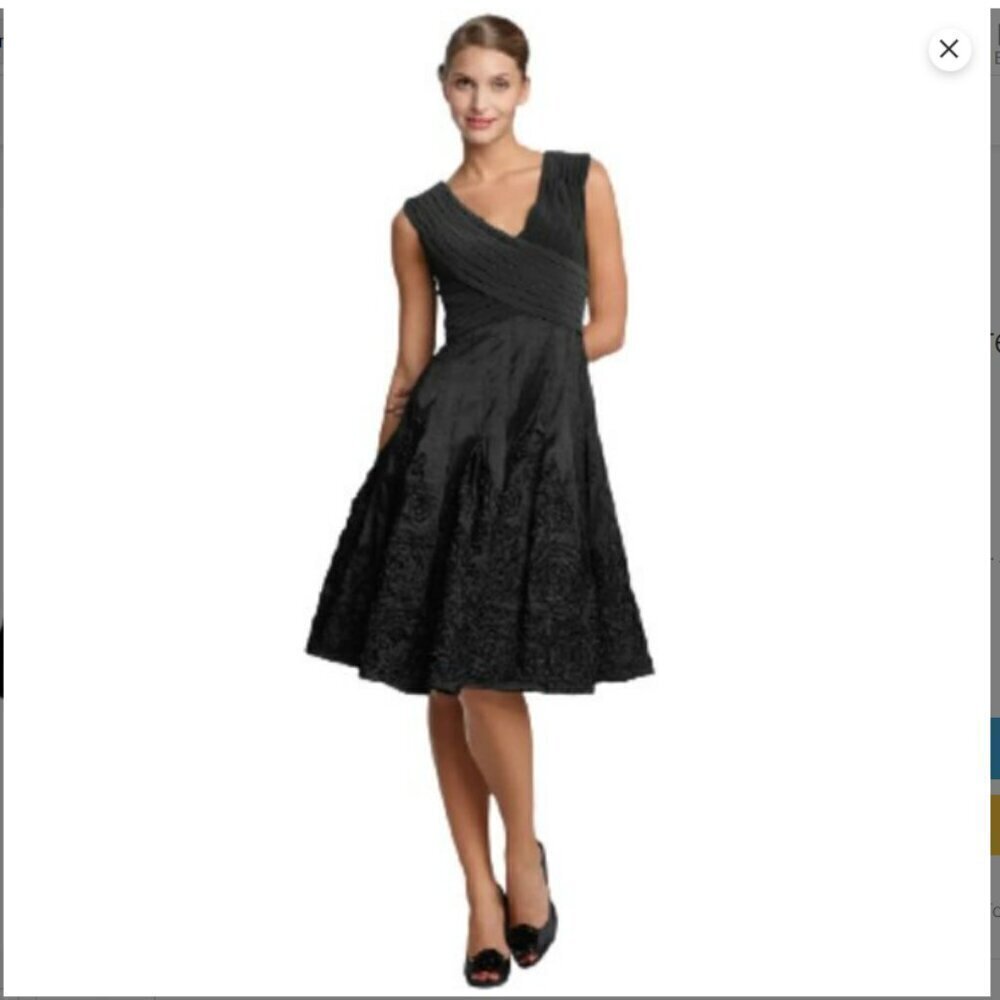 Adrianna Papell Fit and Flare Swirl Rosette Mini Dress - Size 4P
